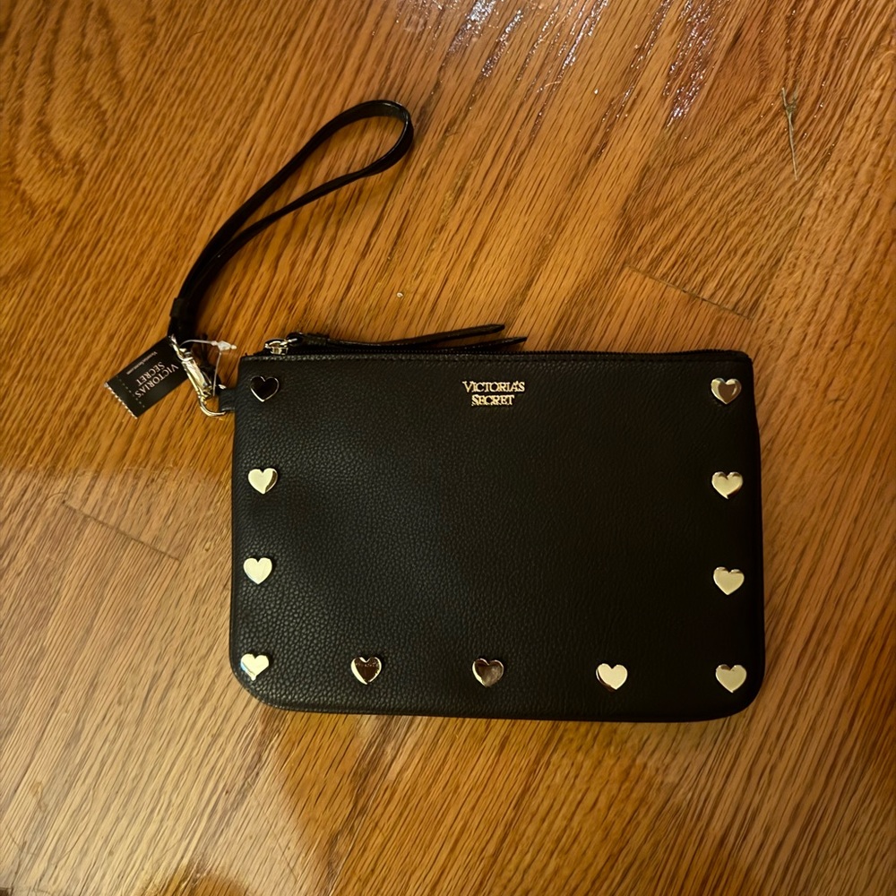 Victoria's Secret Black Heart-Studded Wristlet
